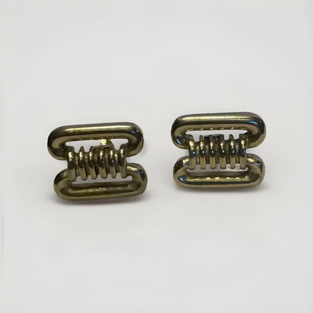 Vintage Silver Tone Barbed Wire Mens Cufflinks Wound Coil Inside Rectangle Frame
